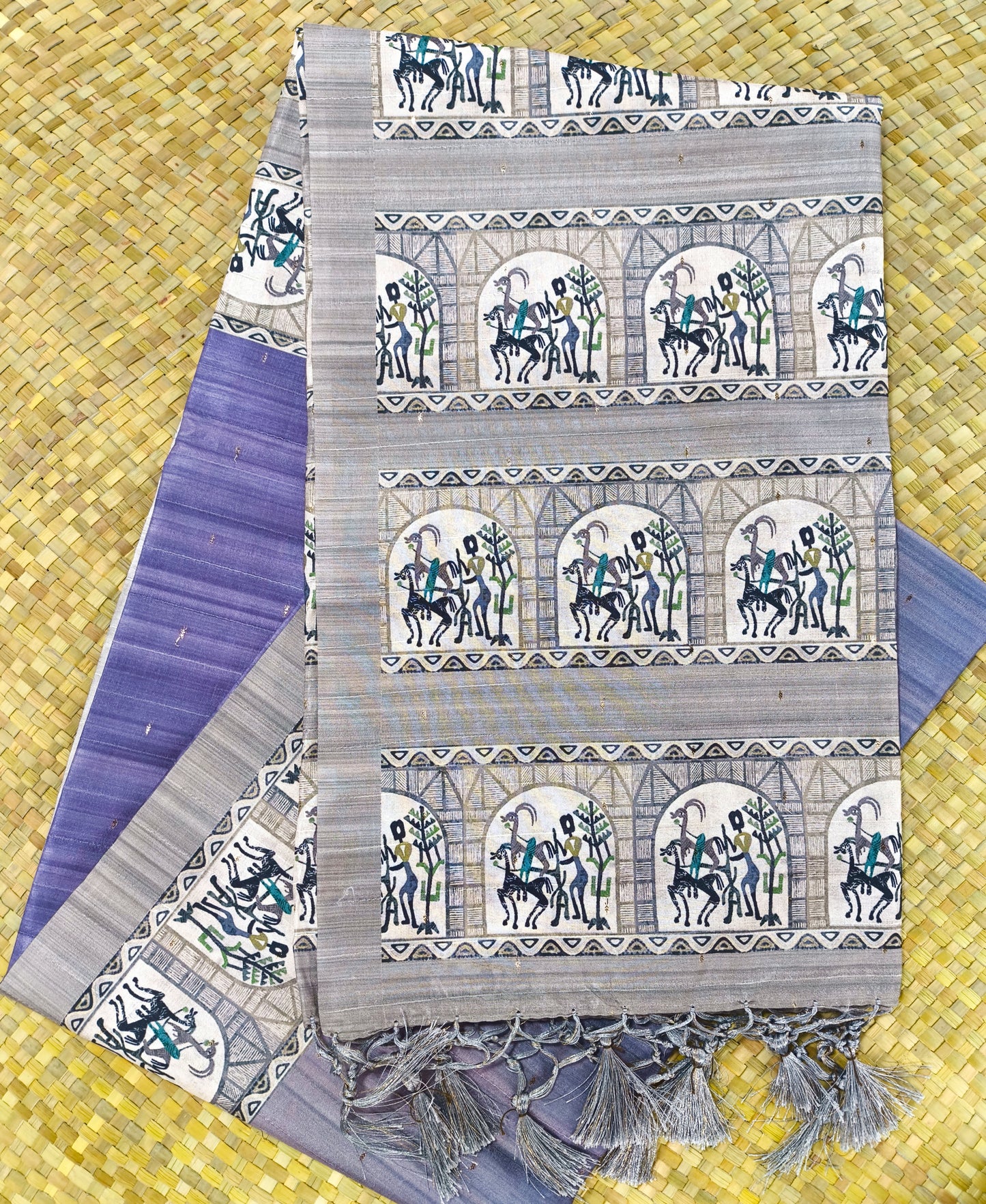 Pastel Violet with Modern Print Saree