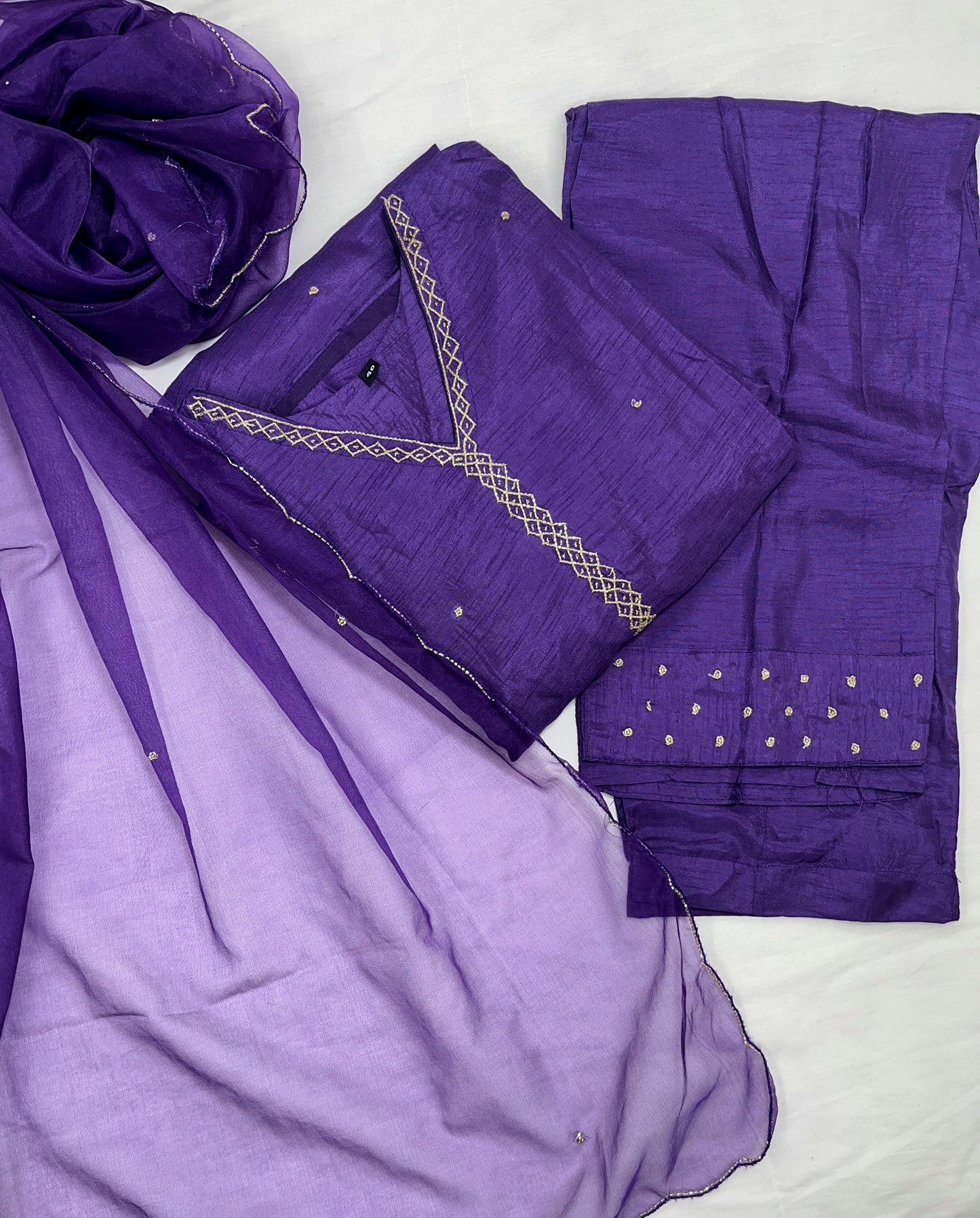 Purple Premium Hand-Embroidered Suit Set