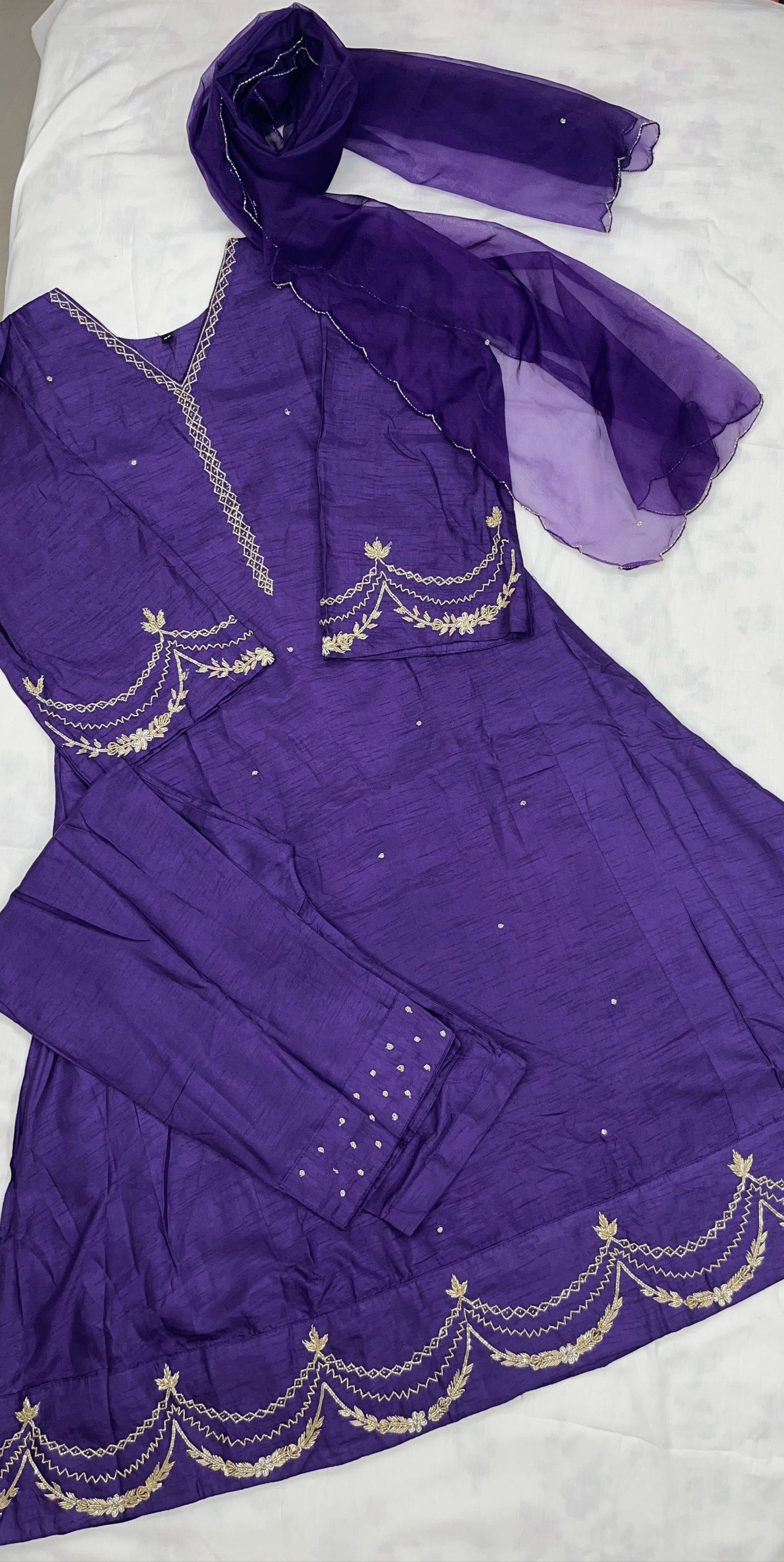 Purple Premium Hand-Embroidered Suit Set