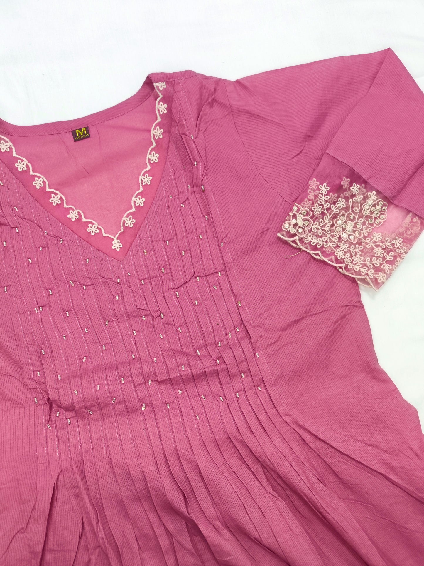 Pink Mul Cotton Embroidered Suit Set