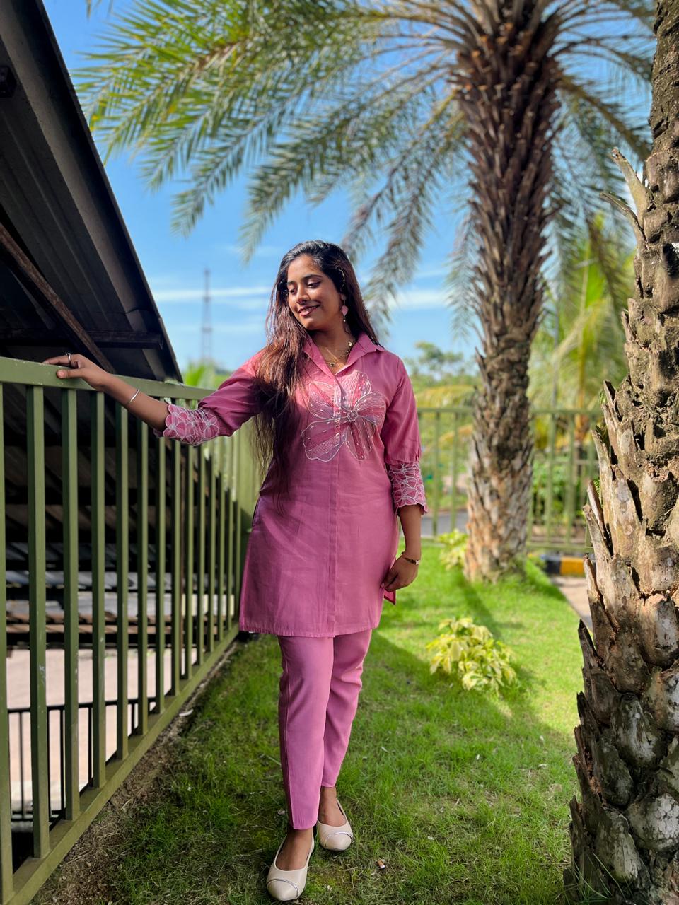 Soft Pink Embroidered Co-ord Set