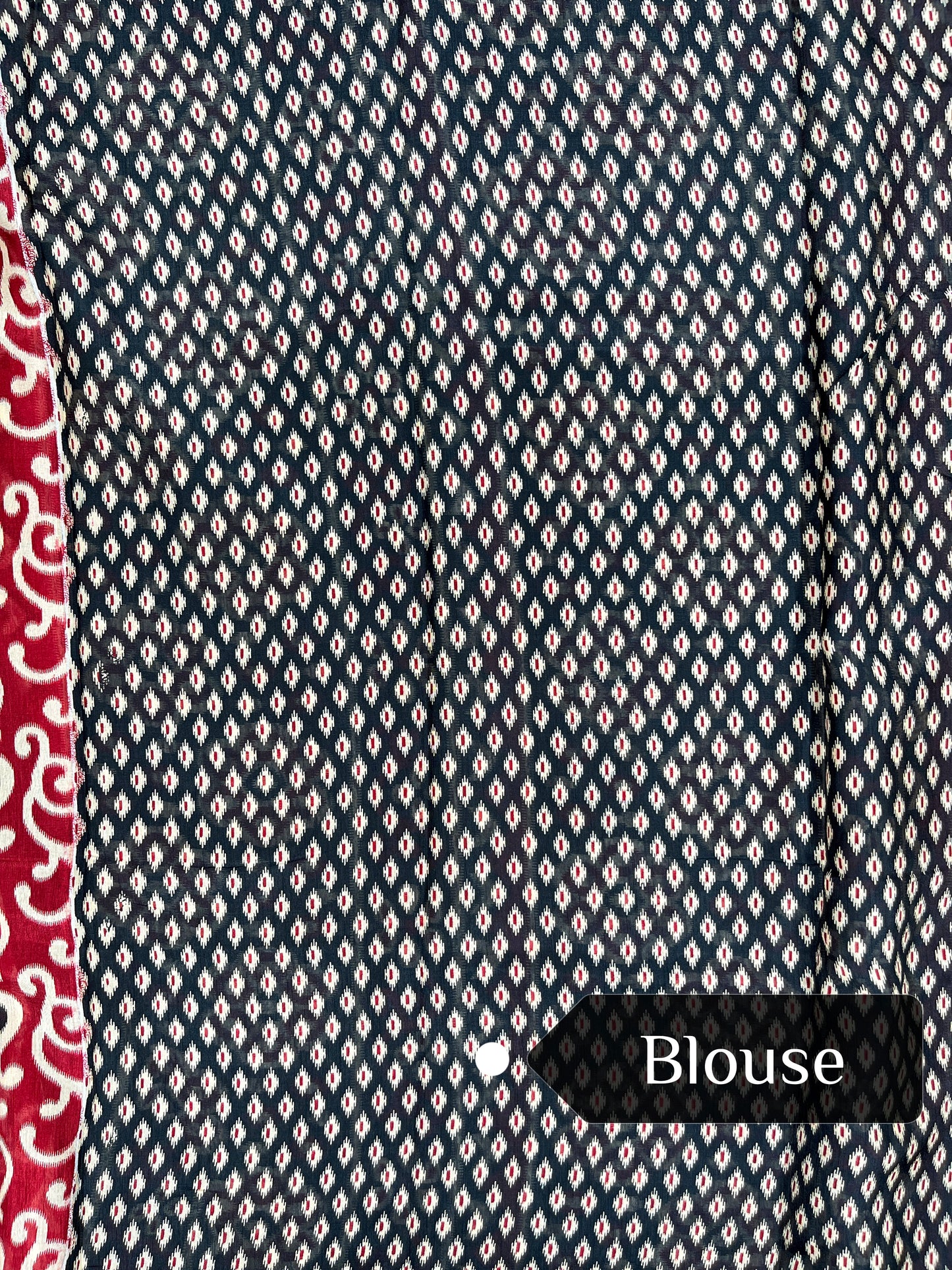 Ajrakh Printed Saree - red with black border floral print