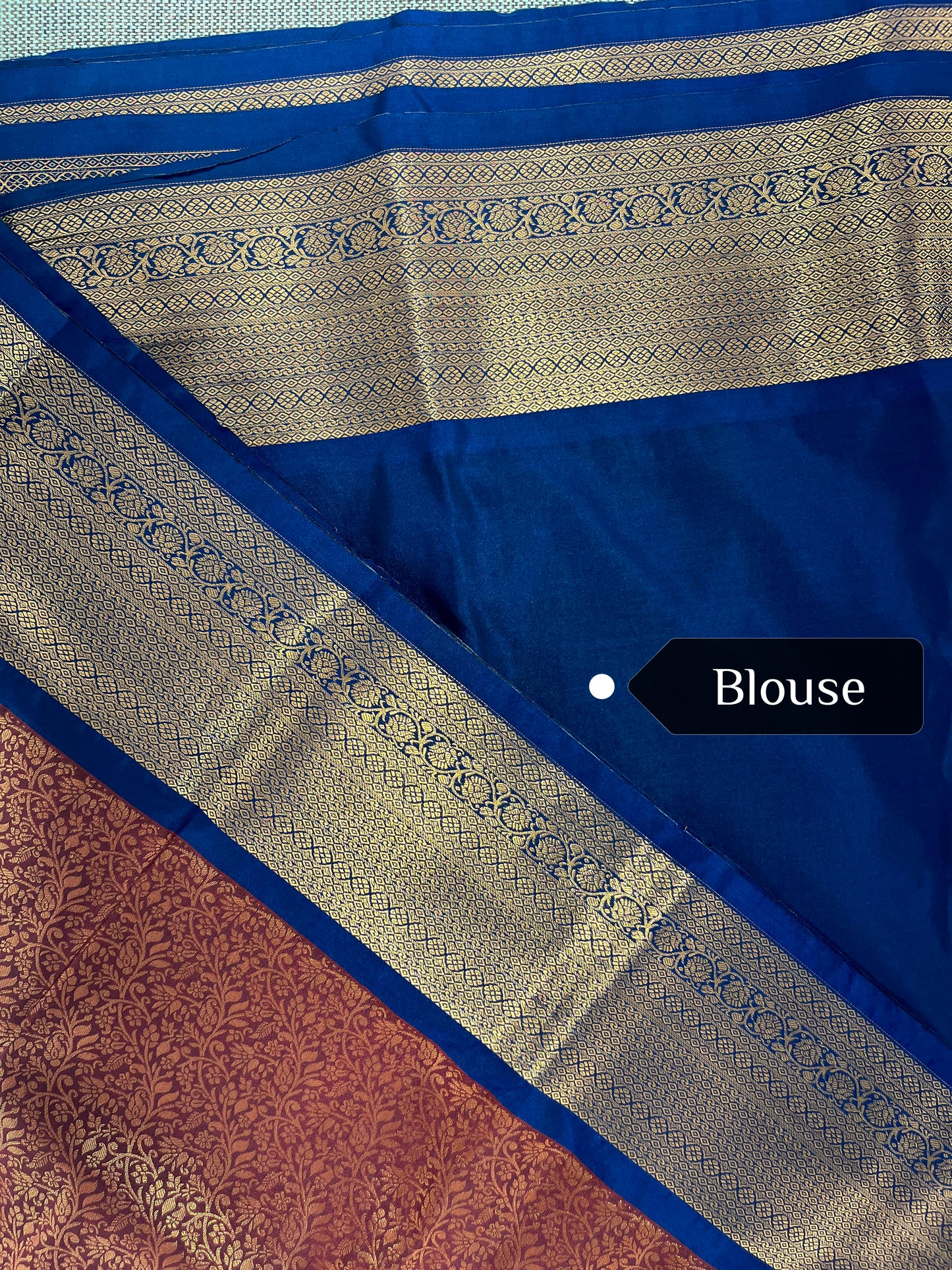 Red Semi-Silk Saree with Royal Blue Border