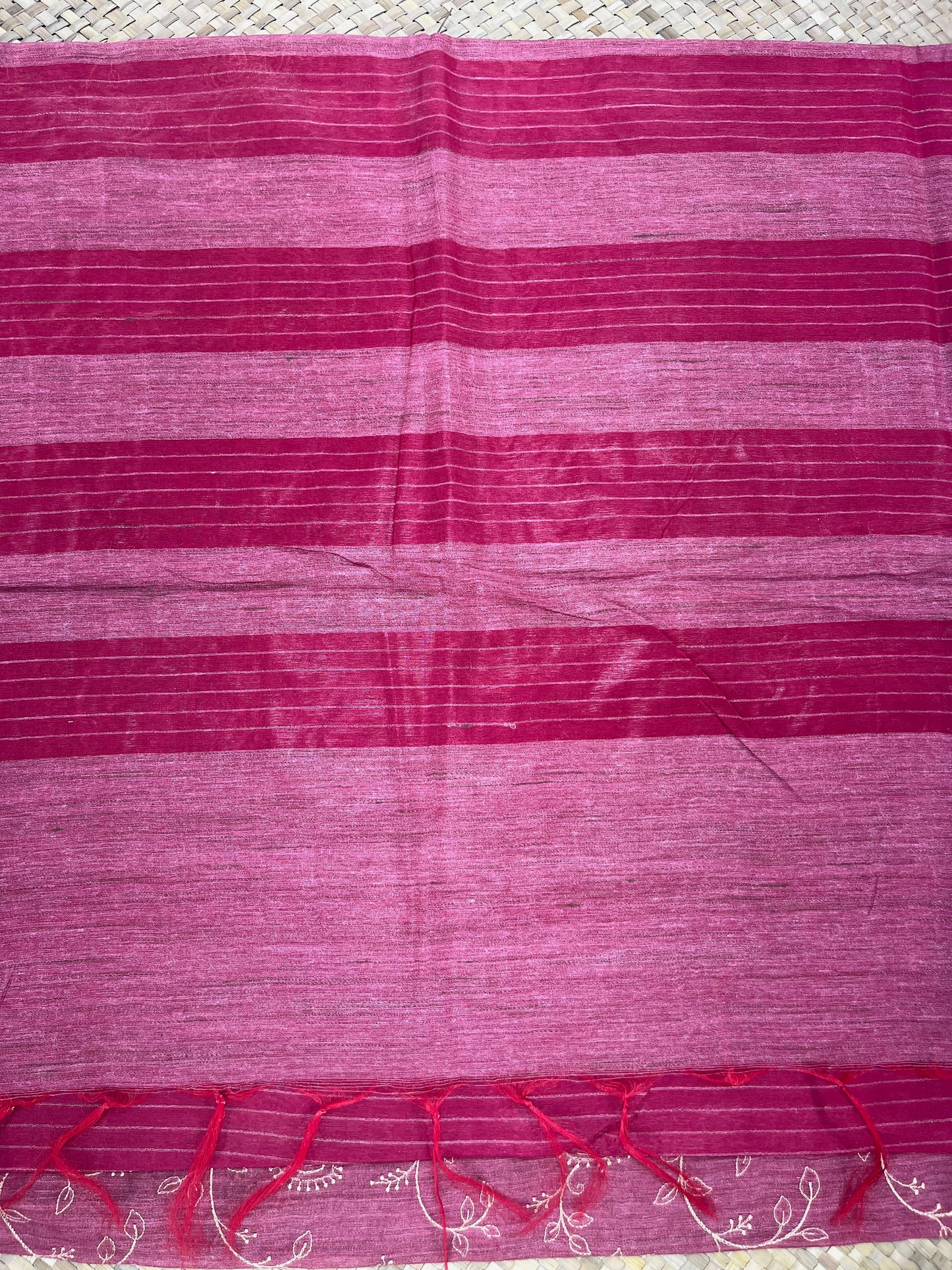Pink Saree with Floral Embroidery Work
