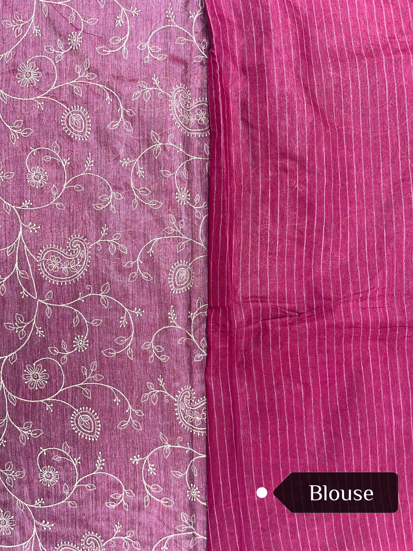 Pink Saree with Floral Embroidery Work
