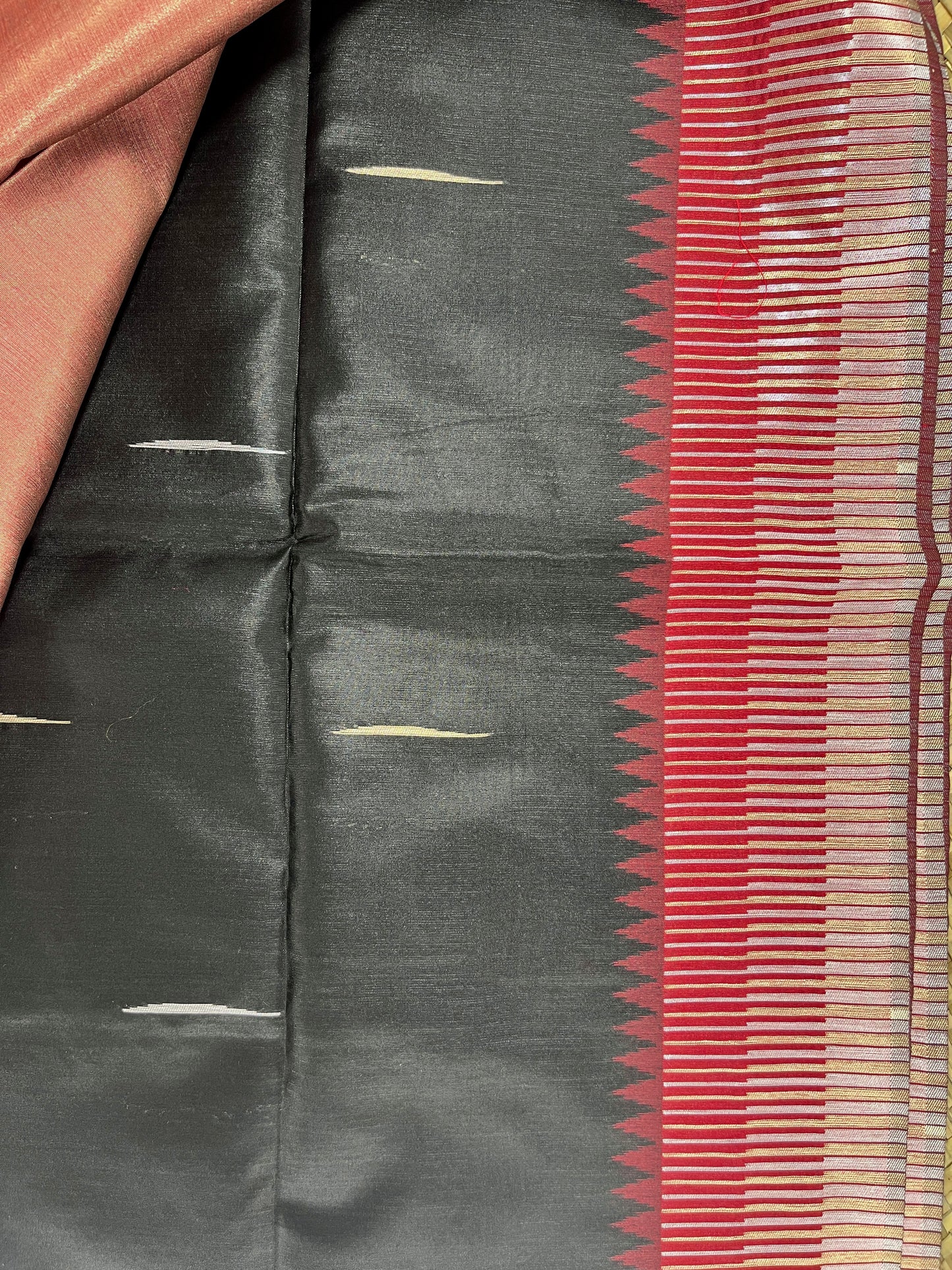 Black Maroon Ivory Cotton Saree