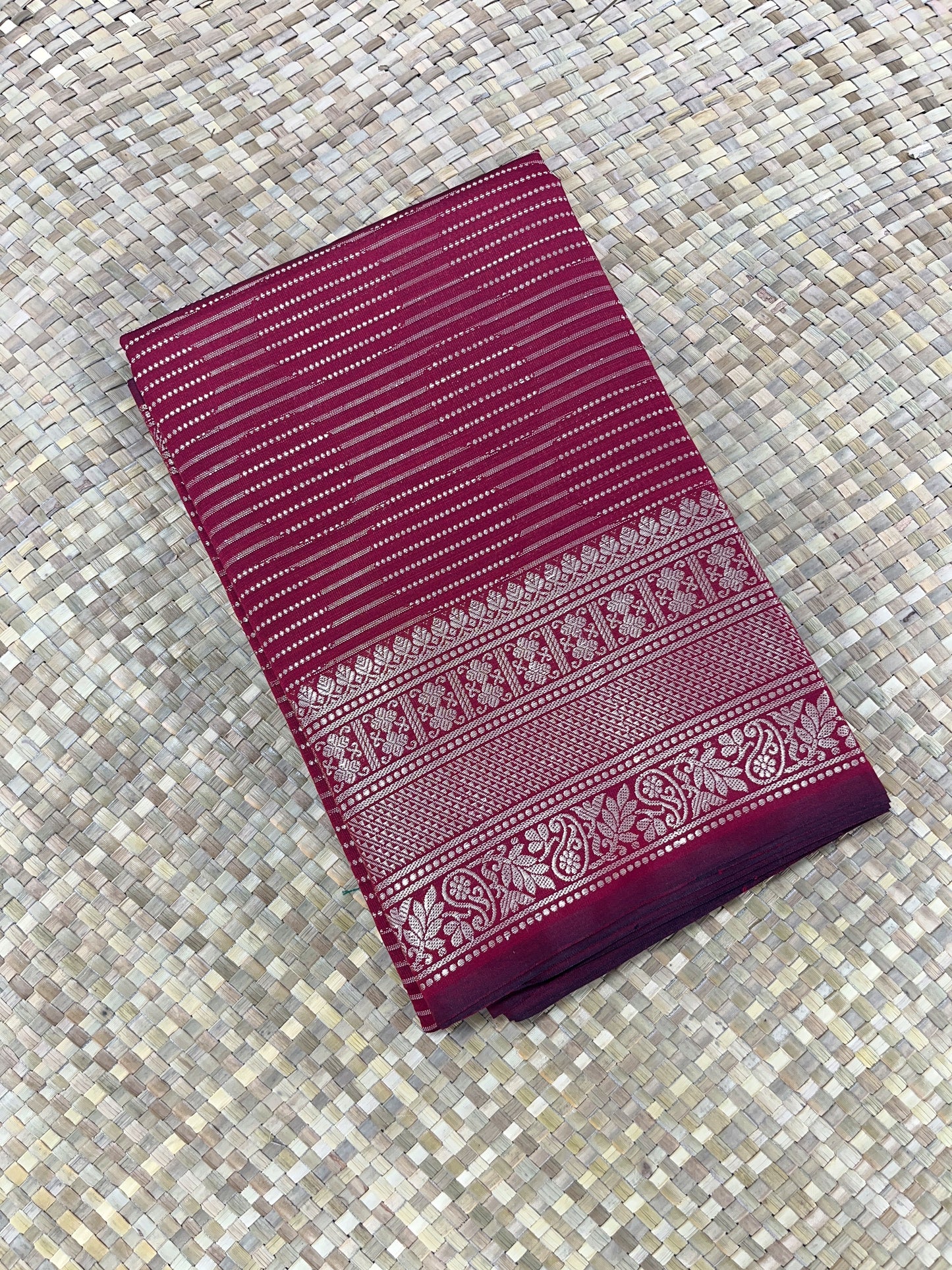 Line Printed Saree - Maroon