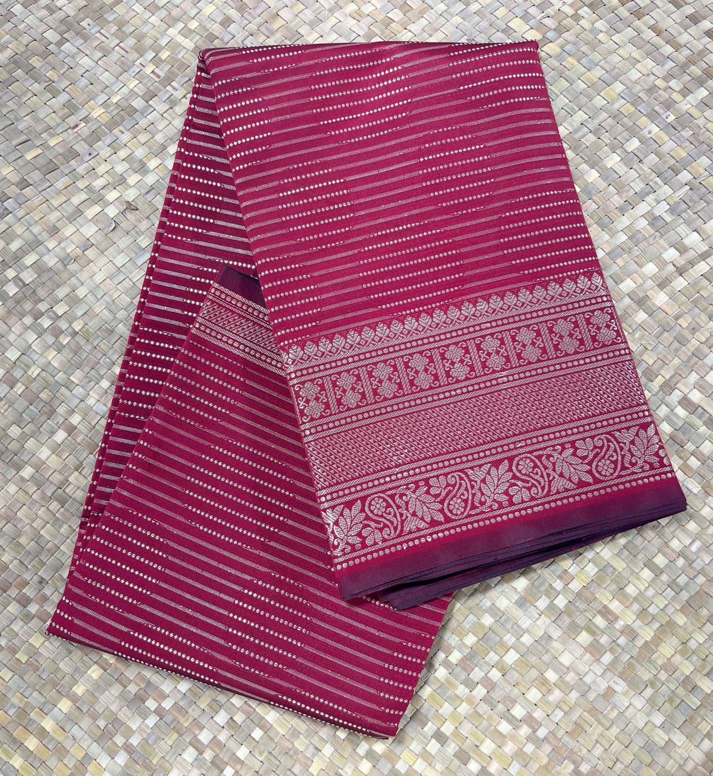 Line Printed Saree - Maroon