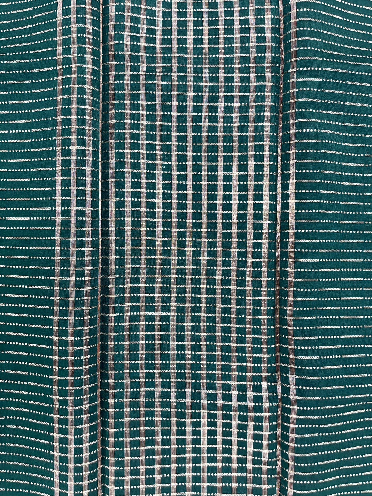 Line Printed Saree - Bottle Green