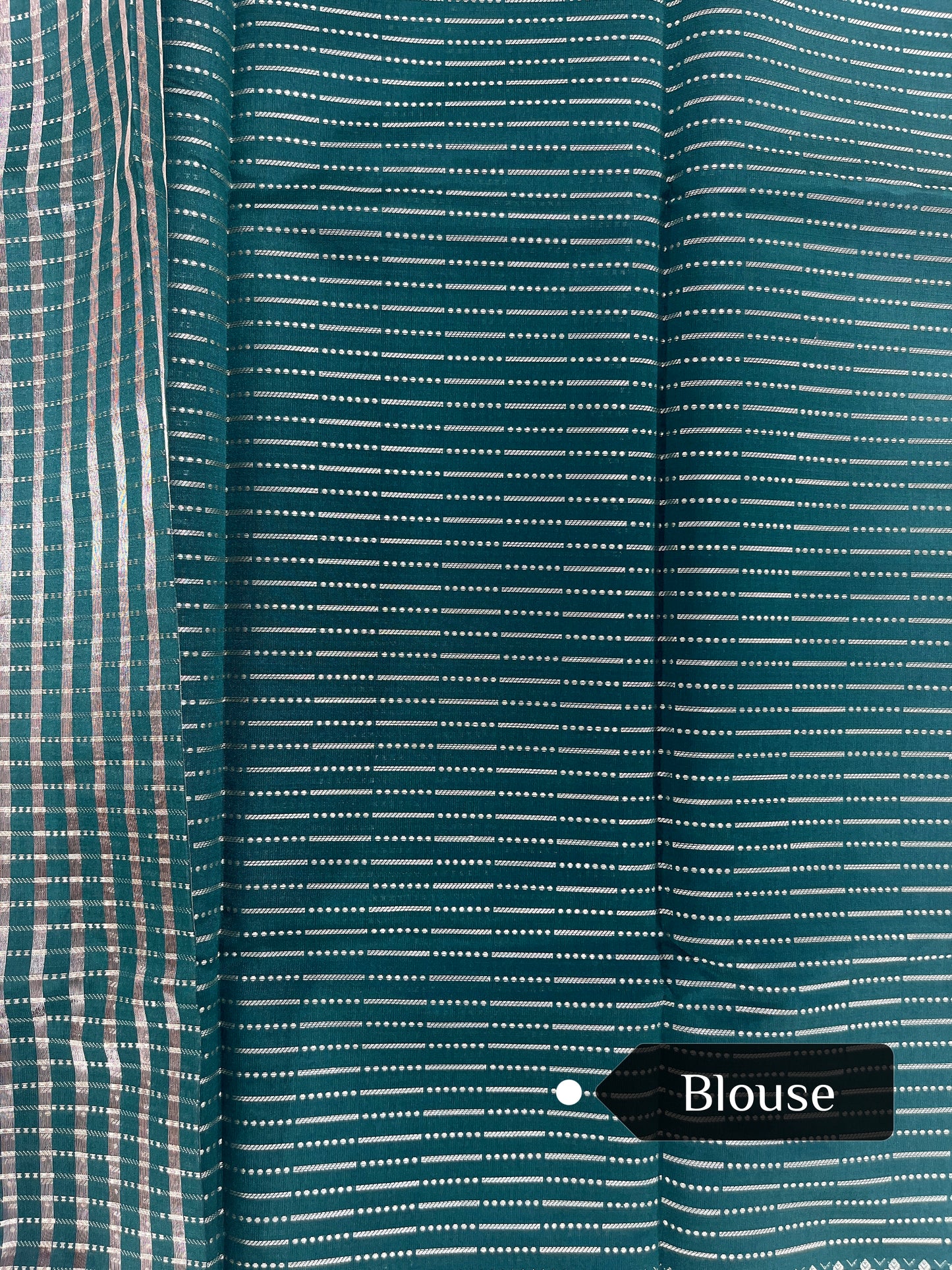 Line Printed Saree - Bottle Green