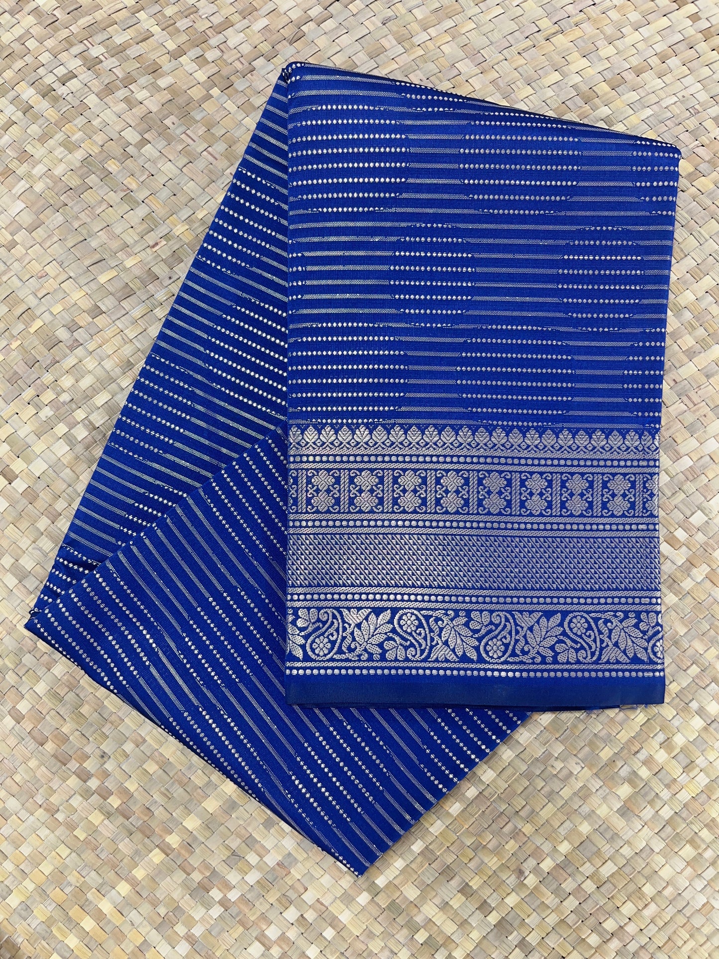 Line Printed Saree - Blue