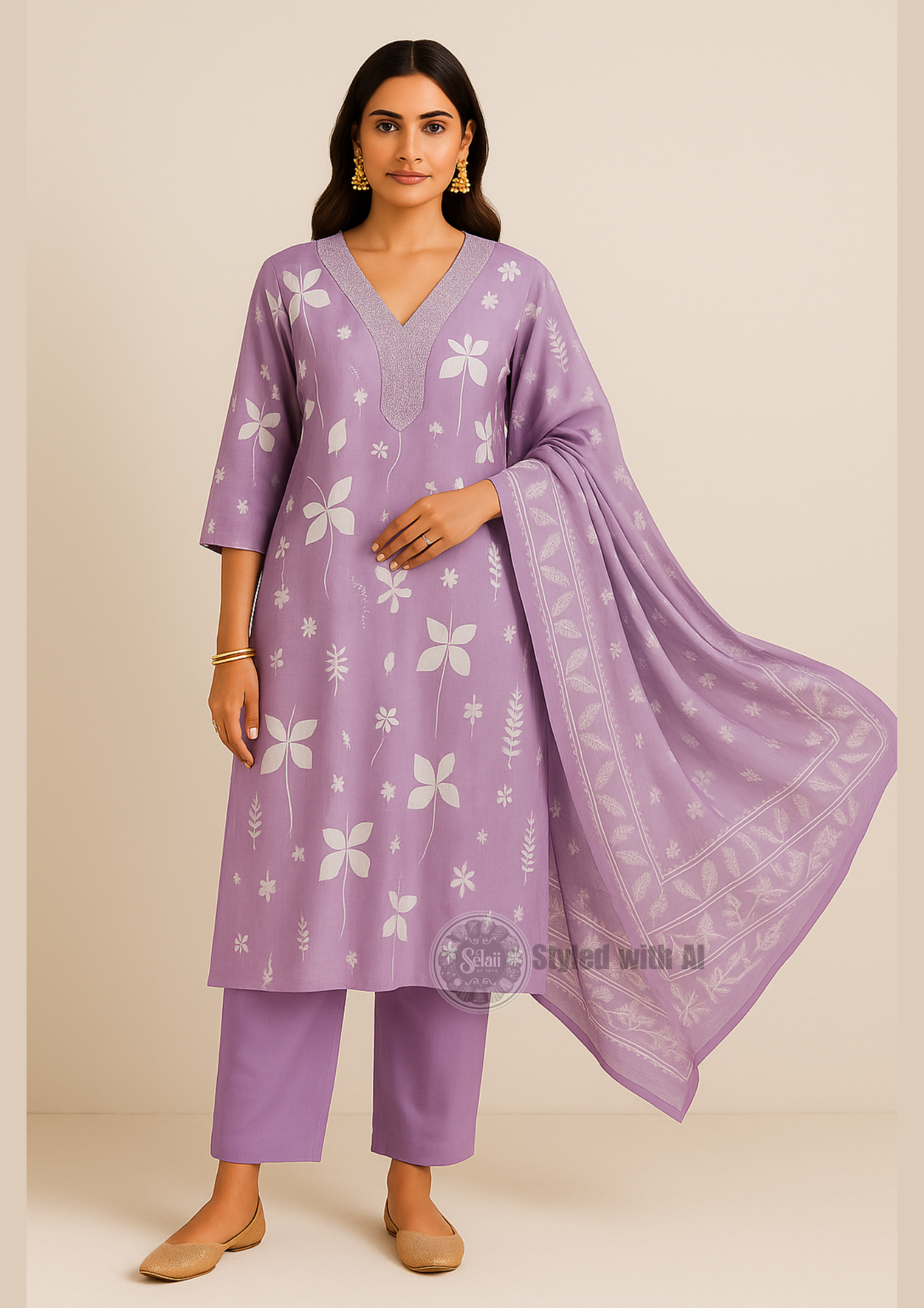 Lilac Floral Print Suit Set