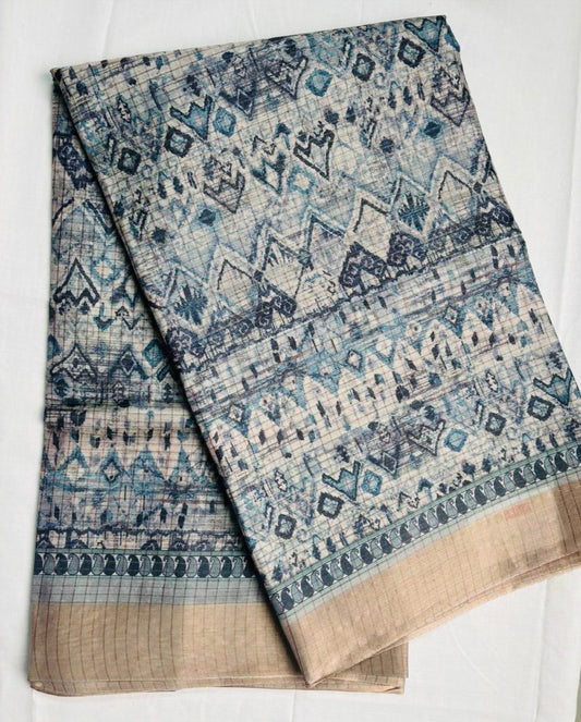 Blue Printed Saree