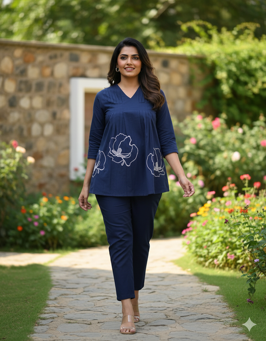 Blue Cotton Co-ord Set