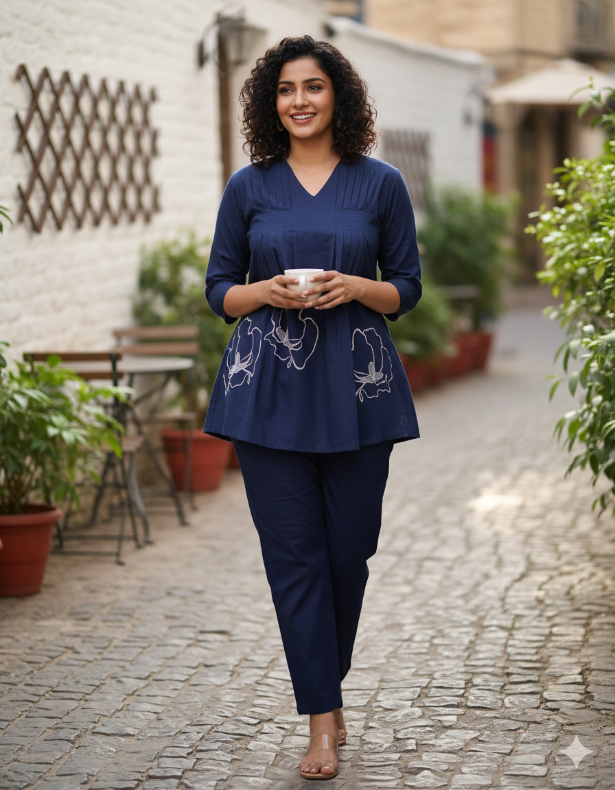 Blue Cotton Co-ord Set