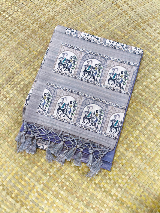 Pastel Violet with Modern Print Saree