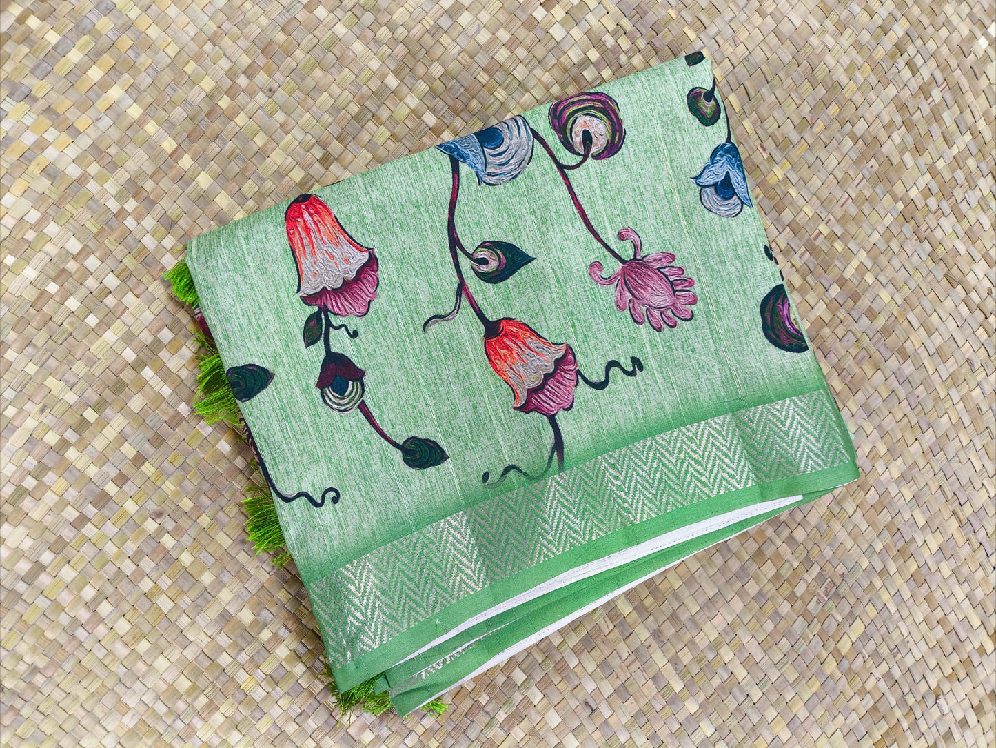 Pista Green Printed Saree