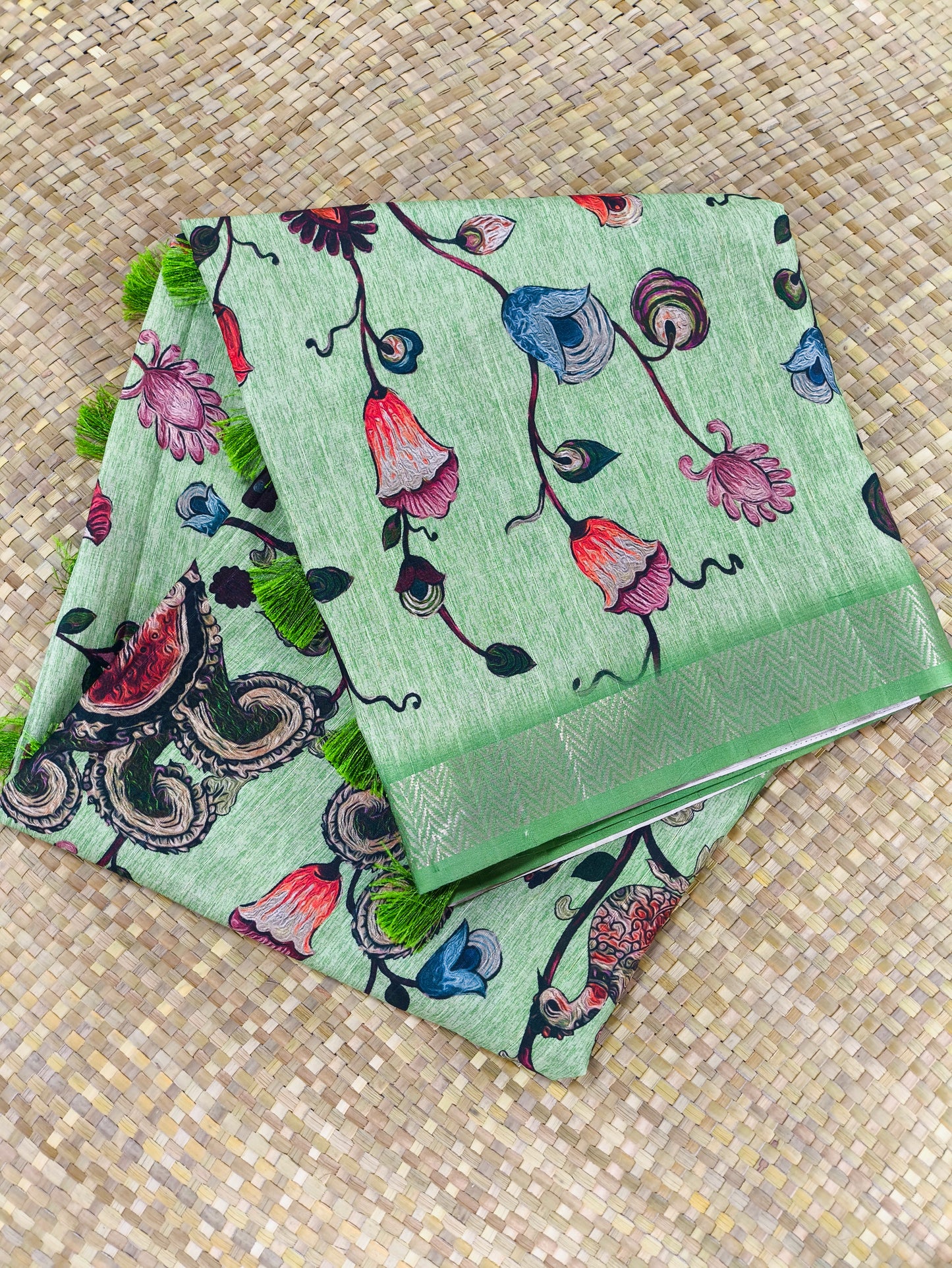 Pista Green Printed Saree