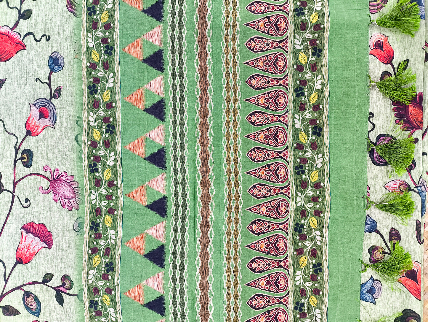 Pista Green Printed Saree