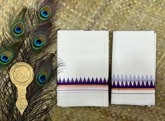 Purple Temple Print Set Mundu