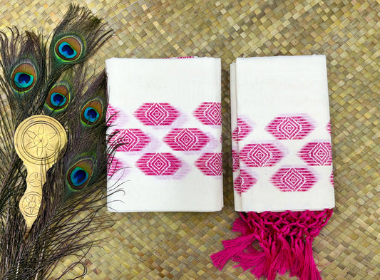 Rani Pink Printed Set Mundu