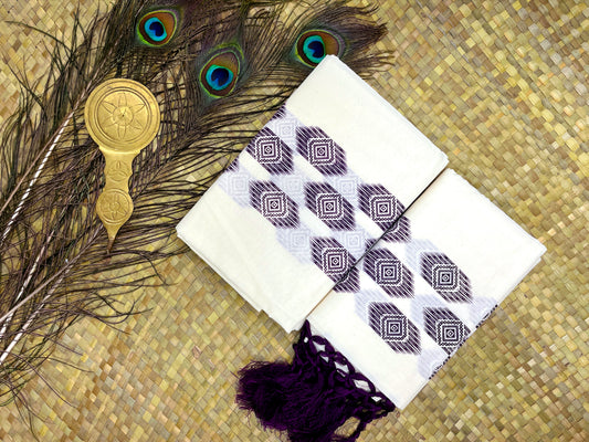 Purple Printed Set Mundu