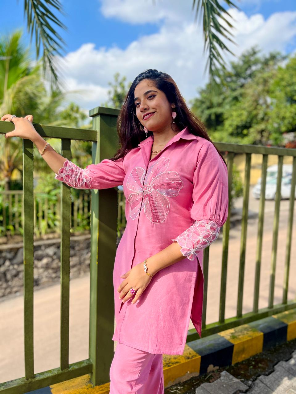 Soft Pink Embroidered Co-ord Set