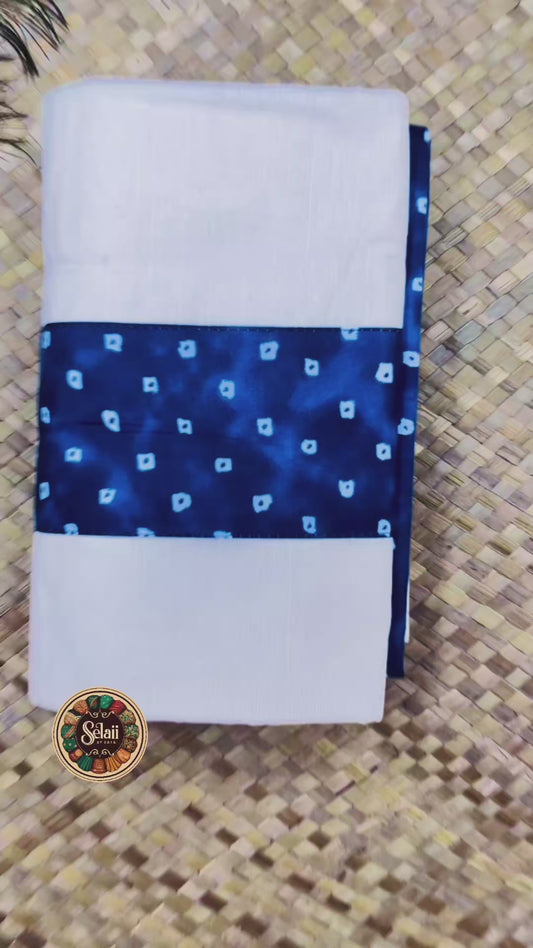 Blue Bandhani Printed Set Mundu and Blouse
