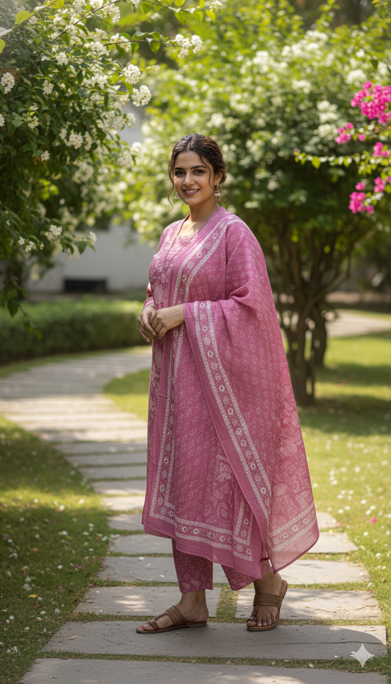 Pink Floral Printed Suit Set