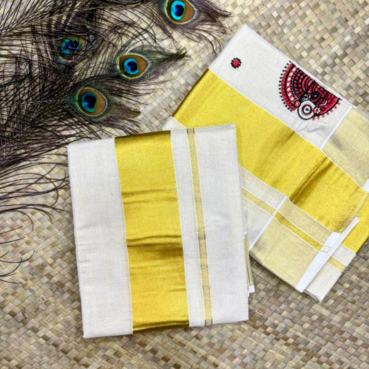 Theyyam Embroidery Tissue Set Mundu