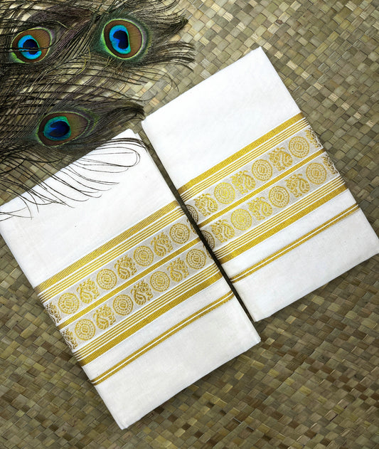 Golden Zari Peacock Set Mundu