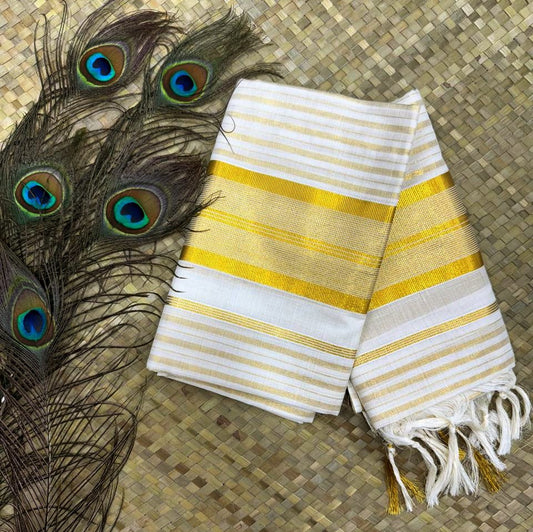 Golden Zari Stripe Set Mundu